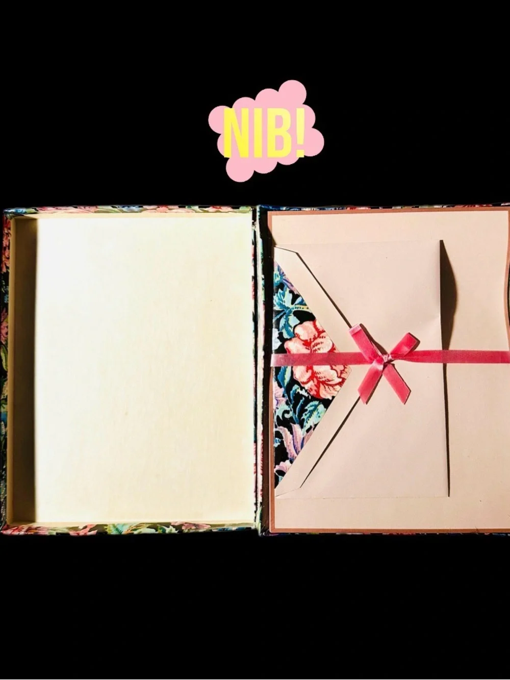 Gibson Floral Note Card Set with Pink Ribbon